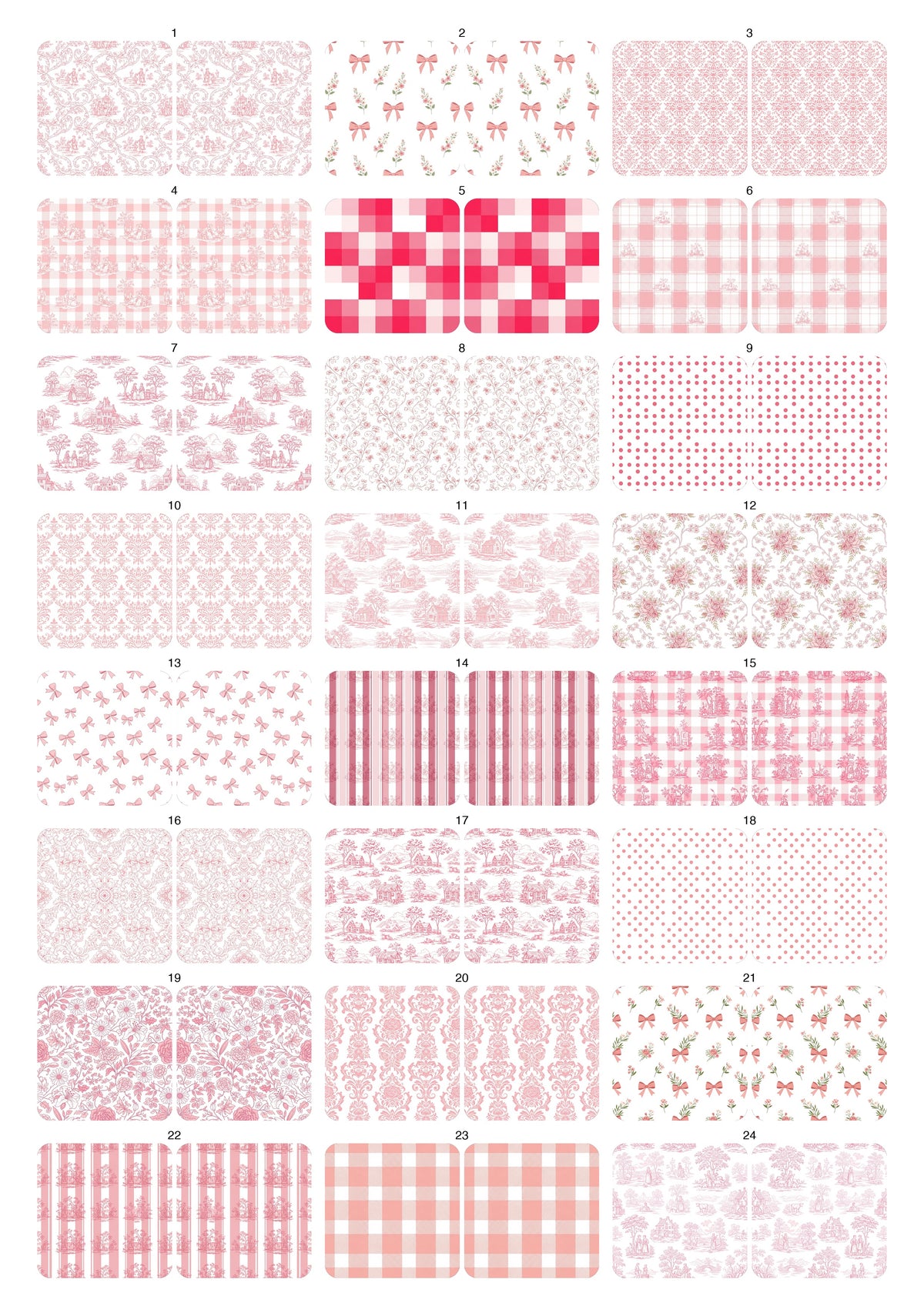 Decals, Pink French Toile Ceramic decals - Enamel Decal - Fusible Decal - Glass Fusing Decal ~ Waterslide Decal 10015