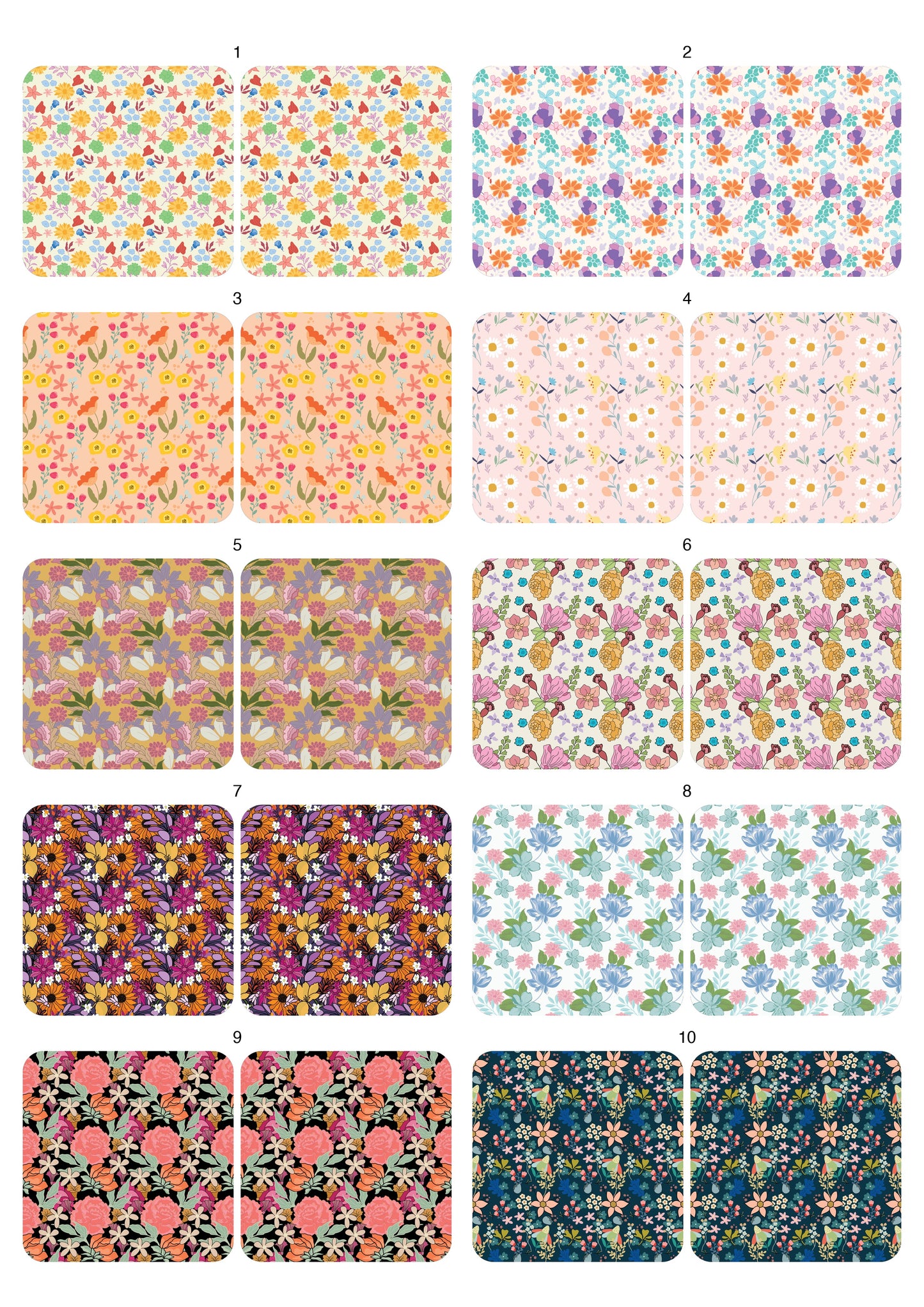 Decals, Retro Floral Ceramic decals - Enamel Decal - Fusible Decal - Glass Fusing Decal ~ Waterslide Decal 10033