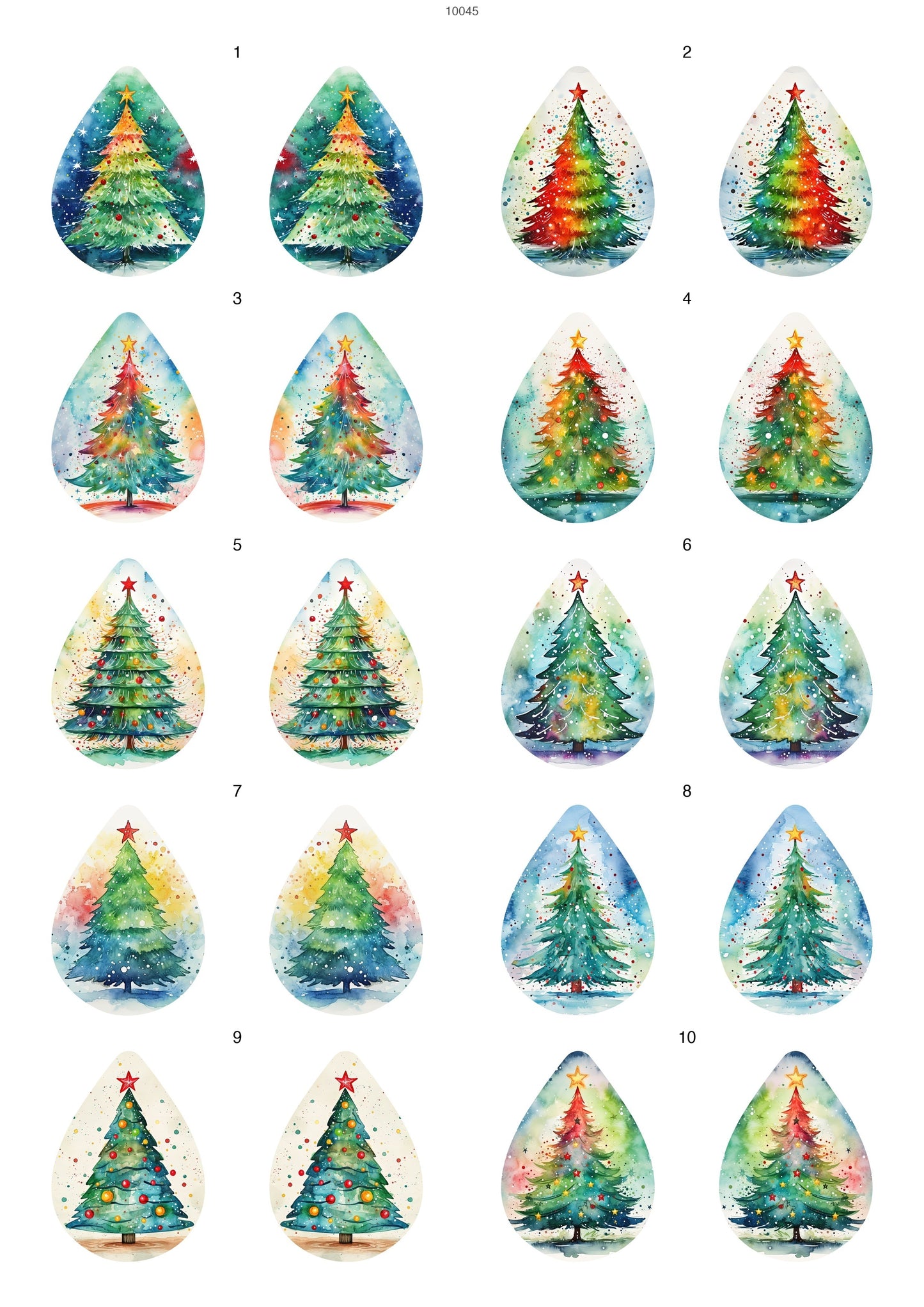 Decals, Christmas Tree Watercolor Ceramic decals - Enamel Decal - Fusible Decal - Glass Fusing Decal ~ Waterslide Decal 10045