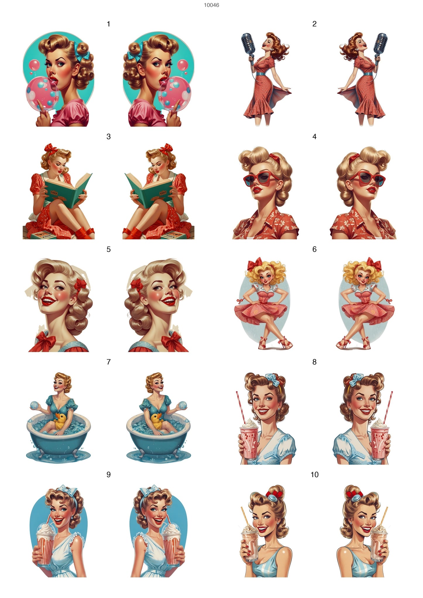 Decals, Retro Pin Up Ceramic decals - Enamel Decal - Fusible Decal - Glass Fusing Decal ~ Waterslide Decal 10046