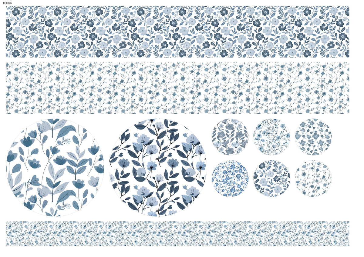 Decals, Dusty Blue Tableware Ceramic decals - Enamel Decal - Fusible Decal - Glass Fusing Decal ~ Waterslide Decal 10066