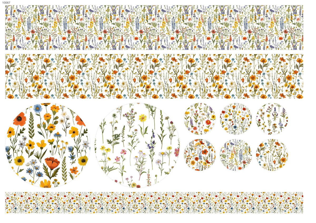 Decals, Wildflower Tableware Ceramic decals - Enamel Decal - Fusible Decal - Glass Fusing Decal ~ Waterslide Decal 10067