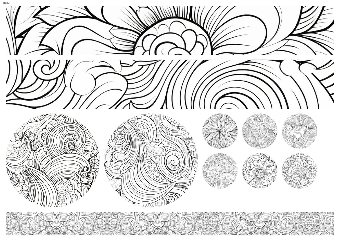 Decals, Zentangle Bloom Tableware Ceramic decals - Enamel Decal - Fusible Decal - Glass Fusing Decal ~ Waterslide Decal 10070