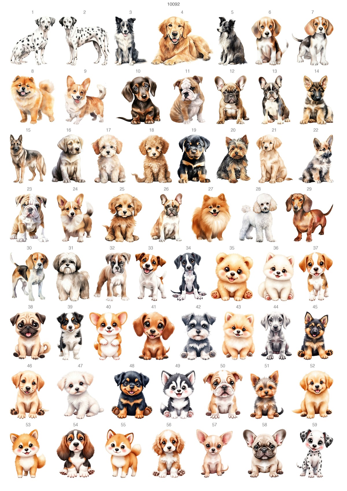 Dog and Puppy Motifs Waterslide Decal - Ceramic, Enamel & Glass Fusing Overglaze Decal Sheet 10092