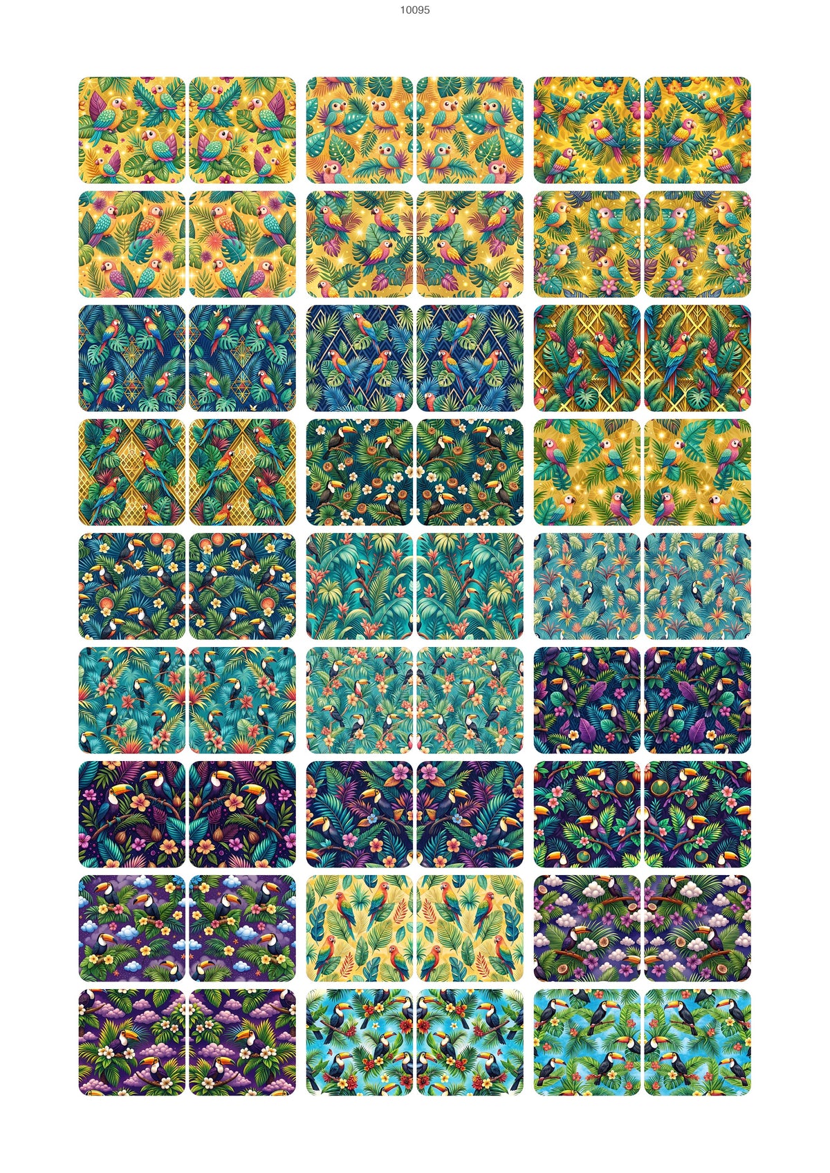 Tropical Bird Pattern Waterslide Decal - Ceramic, Enamel & Glass Fusing Overglaze Decal Sheet 10095