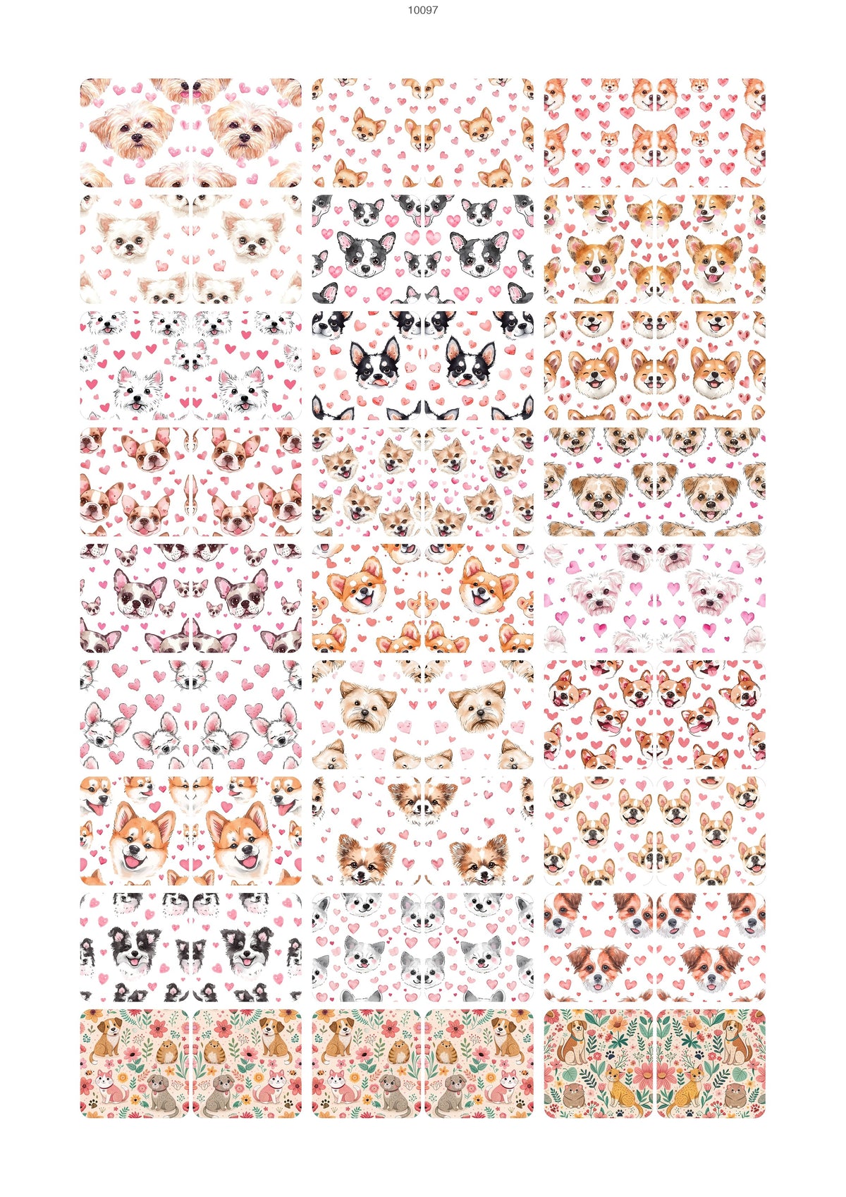Dog Pattern Waterslide Decal - Ceramic, Enamel & Glass Fusing Overglaze Decal Sheet 10097