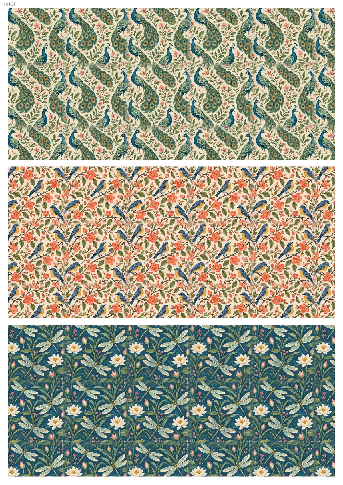 Aviary Trio Waterslide Decal - Ceramic, Enamel & Glass Fusing Overglaze Decal Sheet 10107