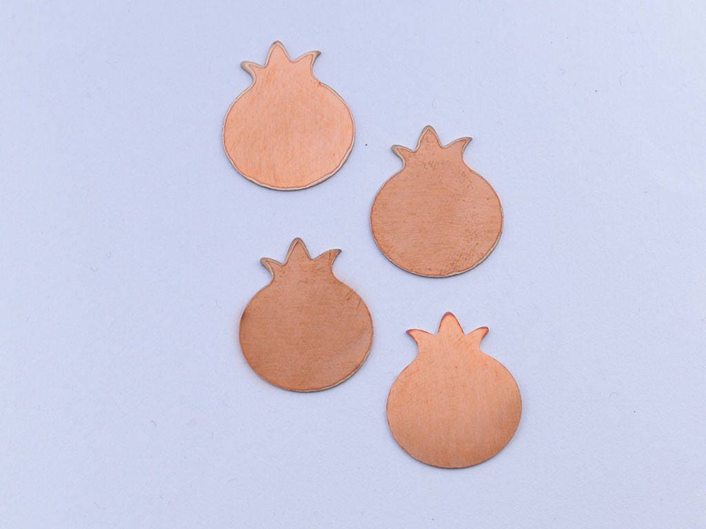 Copper - 62# Pomegranate copper blank, stamped enamel , solid copper, enamel, stamping blank, personalized , , copper blank, raw copper