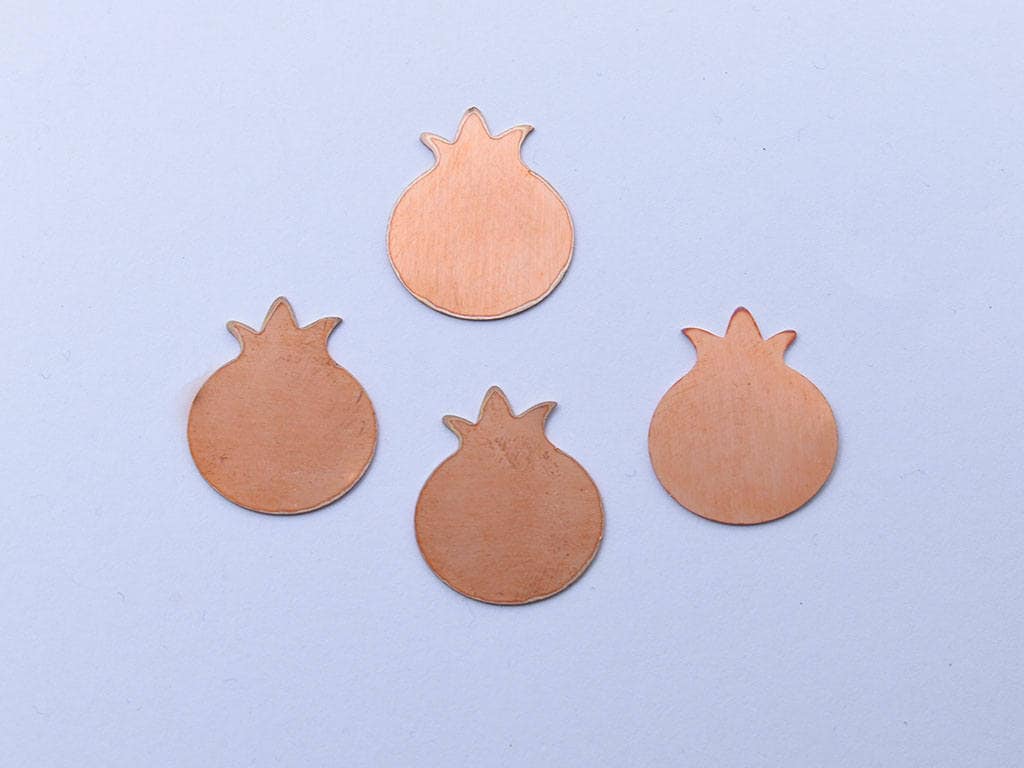 Copper - 62# Pomegranate copper blank, stamped enamel , solid copper, enamel, stamping blank, personalized , , copper blank, raw copper