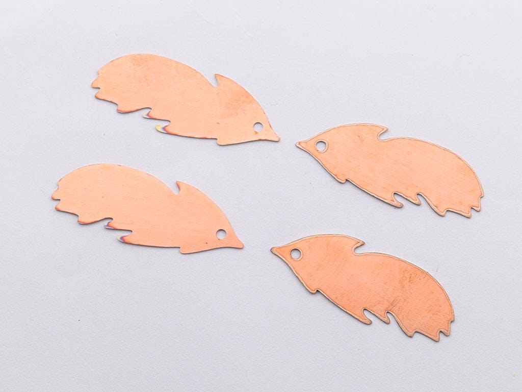 Copper Blanks - 44# Feather copper blank , stamped enamel , solid copper, stamping blank, personalized , copper blank, raw copper