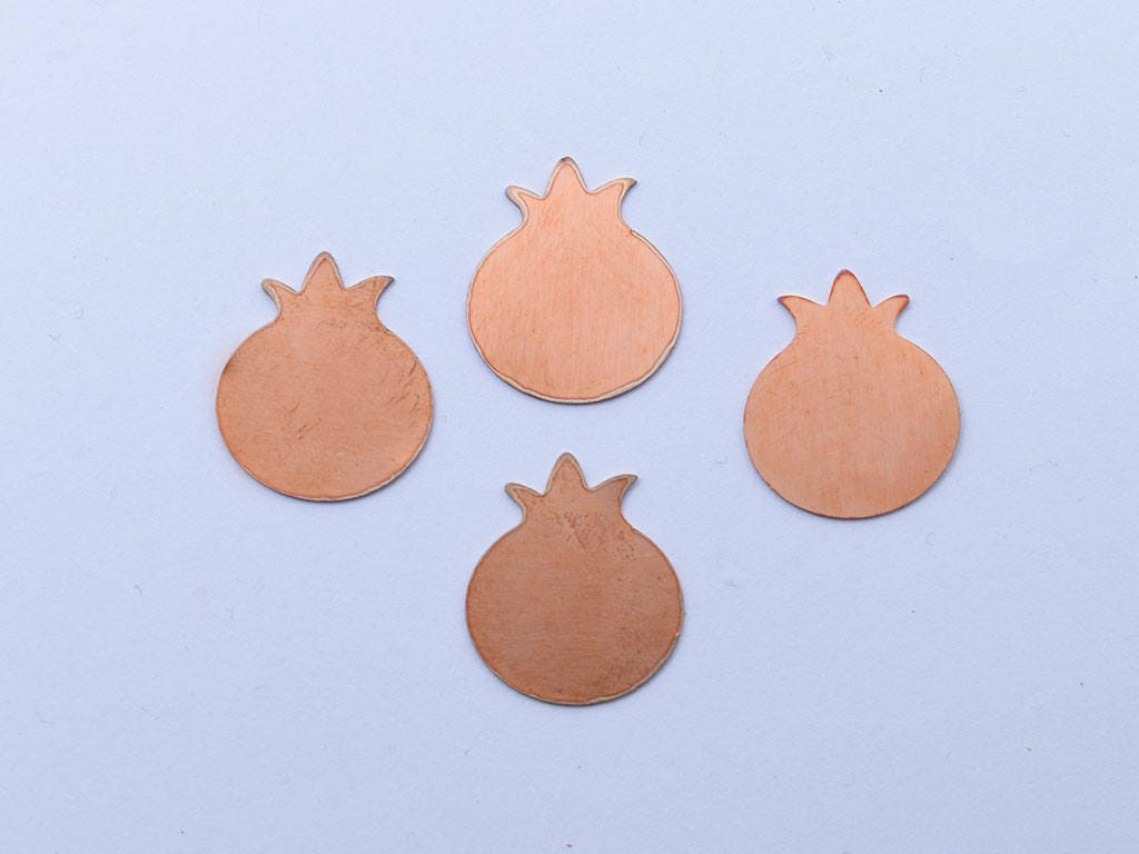 Copper - 62# Pomegranate copper blank, stamped enamel , solid copper, enamel, stamping blank, personalized , , copper blank, raw copper