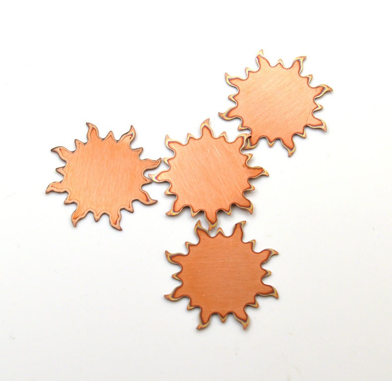 Copper Blanks - 60# Sun copper blank , stamped enamel , solid copper, stamping blank, personalized , copper blank, raw copper