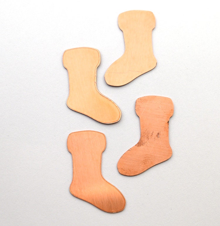 Copper - 100# Christmas socks copper blank, stamped enamel , copper , enamel, stamping blank, personalized , , copper blank, raw copper