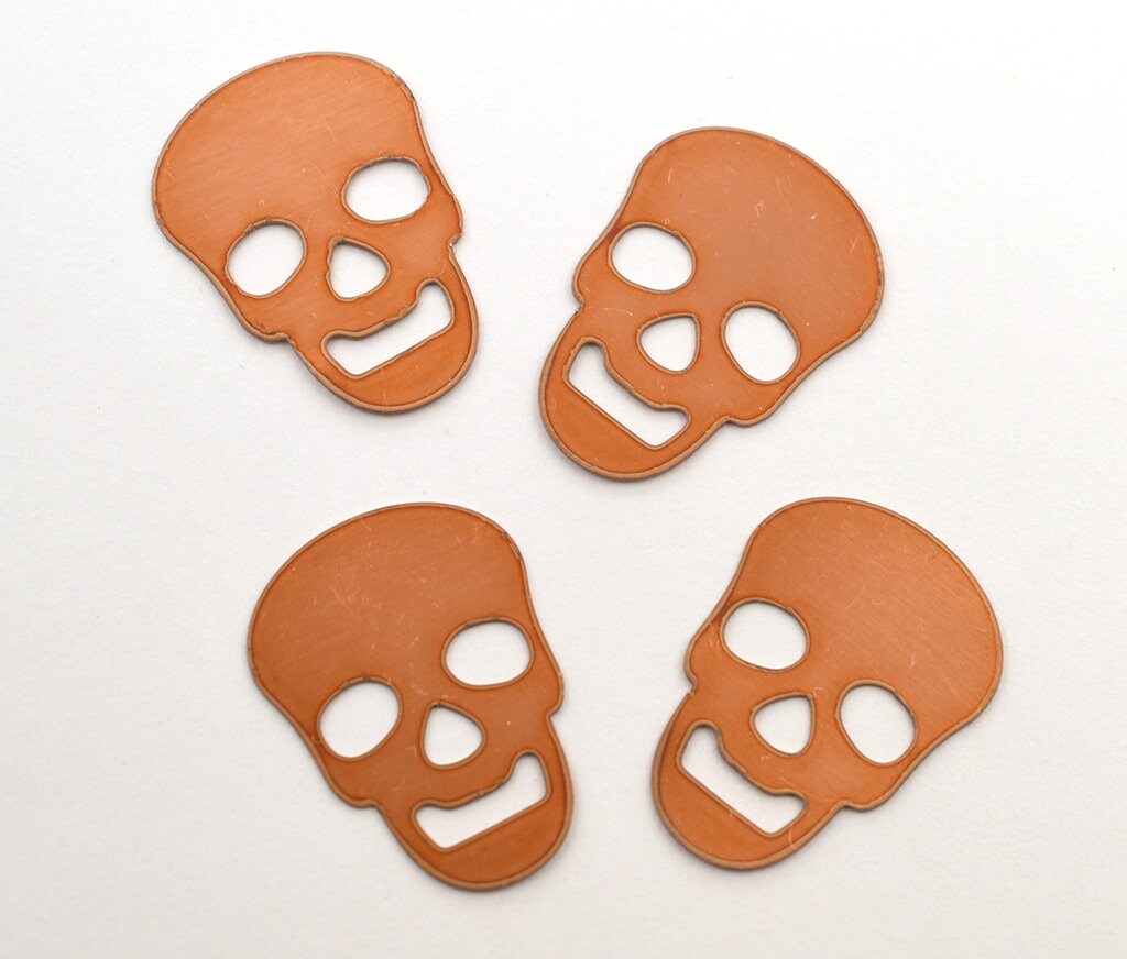 Copper Blanks - 105# Skull copper blank , stamped enamel , solid copper, stamping blank, personalized , copper blank, raw copper