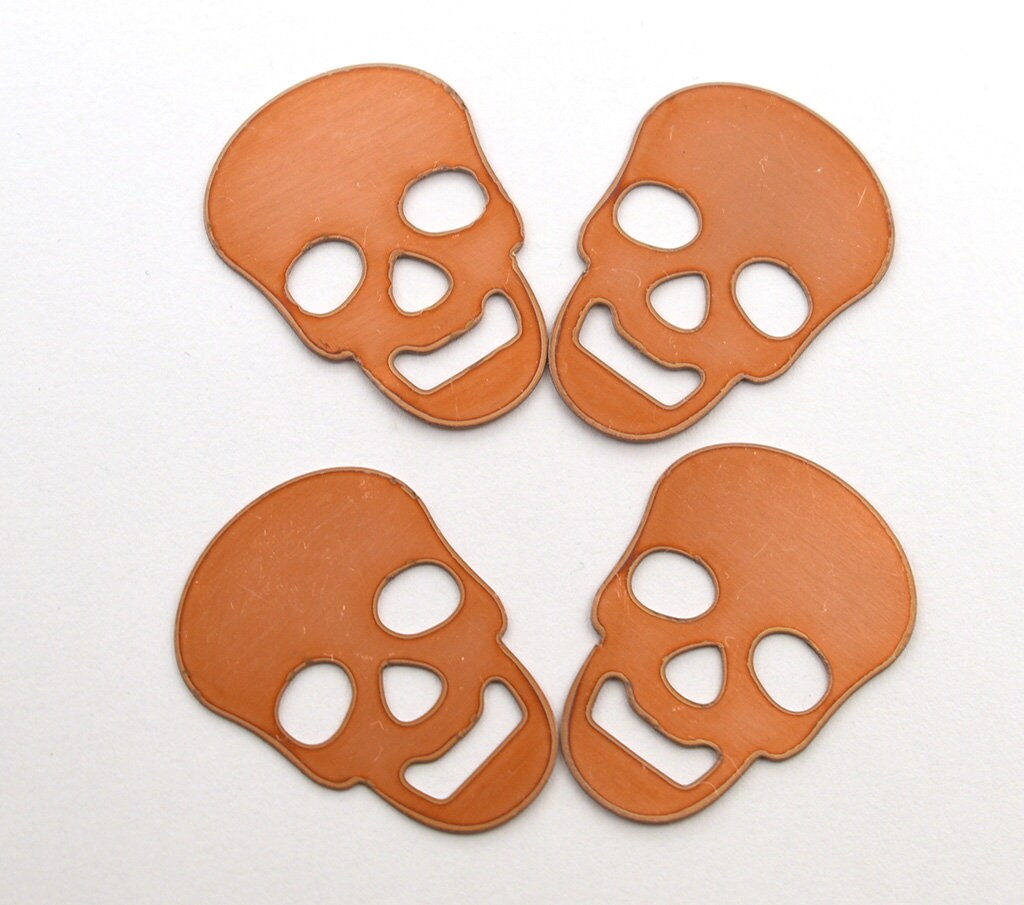 Copper Blanks - 105# Skull copper blank , stamped enamel , solid copper, stamping blank, personalized , copper blank, raw copper