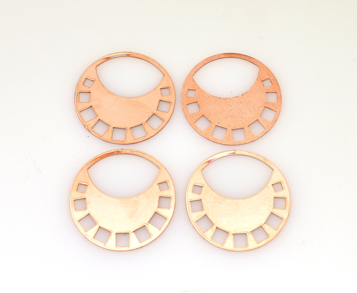 Copper - 382# New - Round With Squares Copper blank , stamped enamel , solid copper, stamping blank, personalized copper blank, raw copper