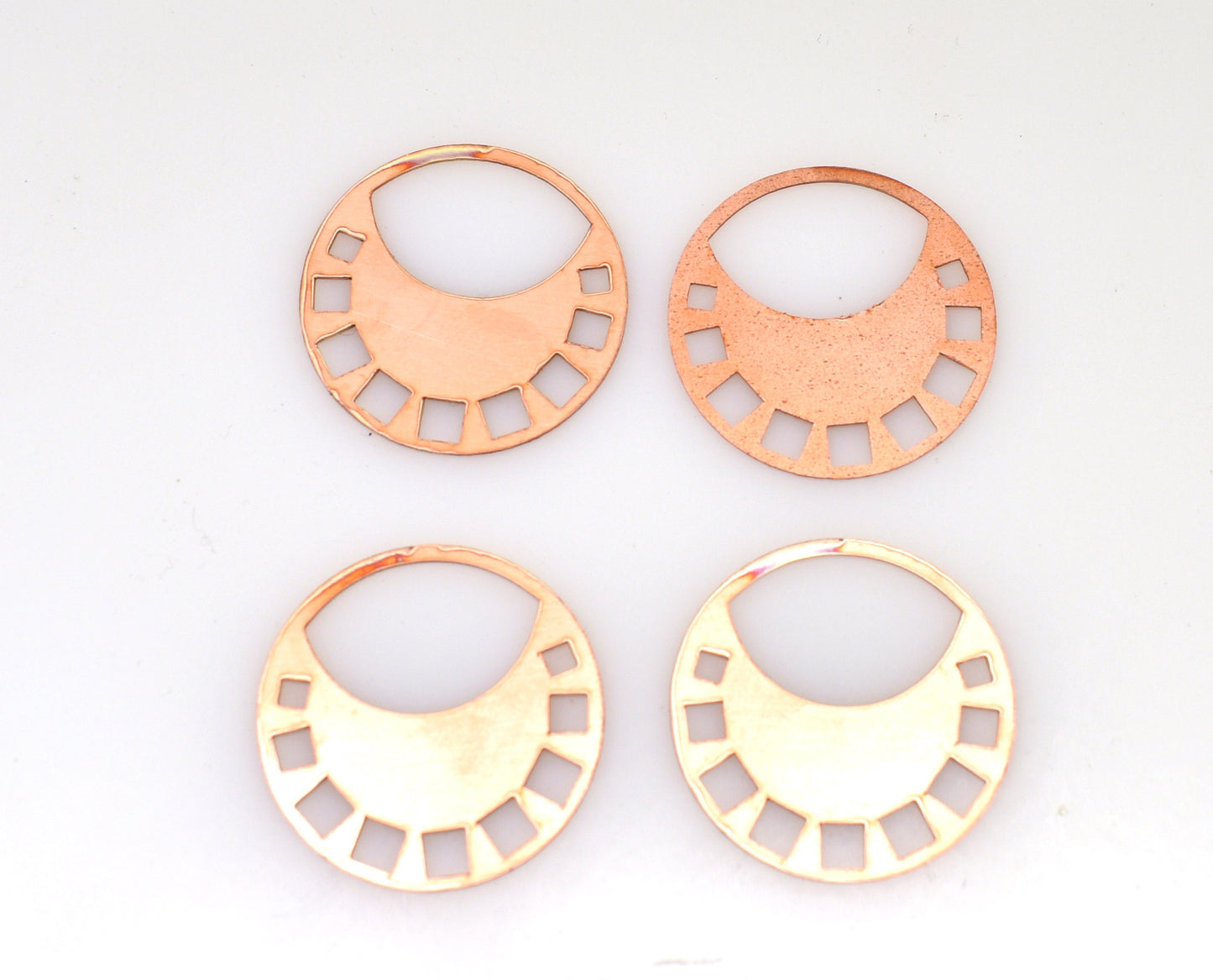 Copper - 382# New - Round With Squares Copper blank , stamped enamel , solid copper, stamping blank, personalized copper blank, raw copper