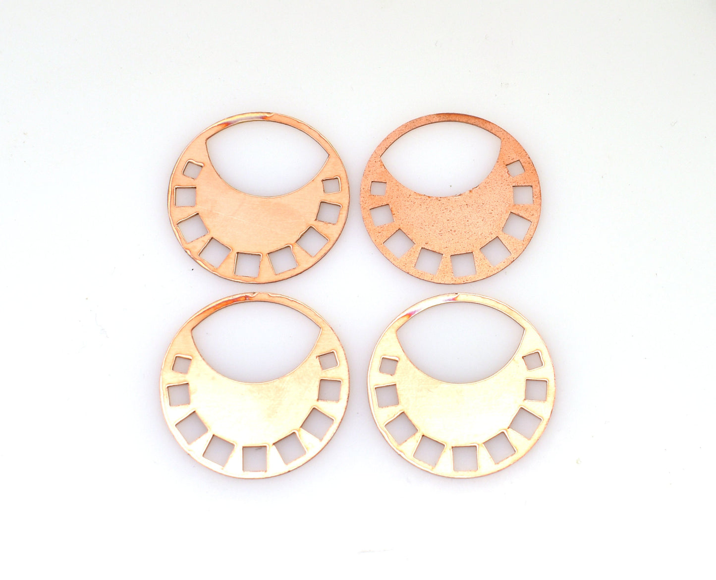 Copper - 382# New - Round With Squares Copper blank , stamped enamel , solid copper, stamping blank, personalized copper blank, raw copper