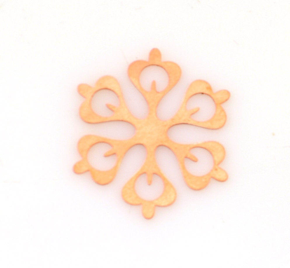 Copper Blanks - 415# Snowflake copper blank , stamped enamel , solid copper, stamping blank, personalized copper blank, raw copper