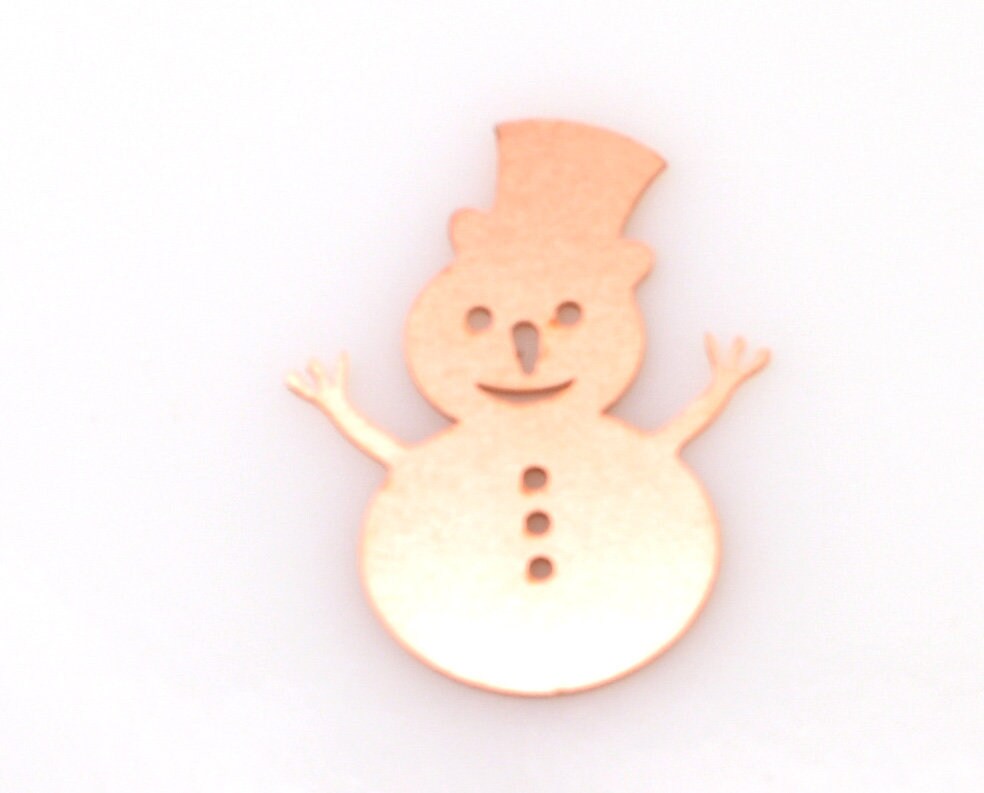 Copper - 421# Snowman copper blank , stamped enamel , solid copper, stamping blank, personalized , copper blank, raw copper