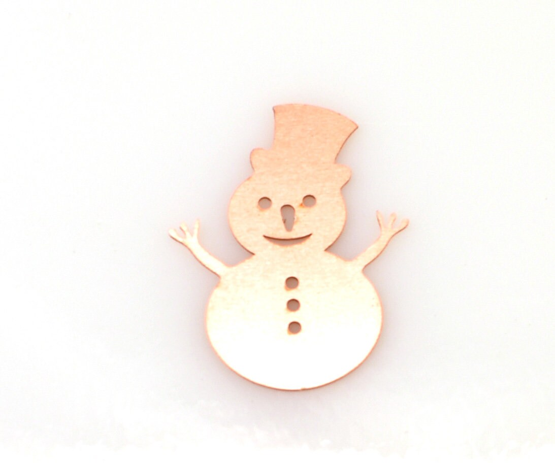 Copper - 421# Snowman copper blank , stamped enamel , solid copper, stamping blank, personalized , copper blank, raw copper