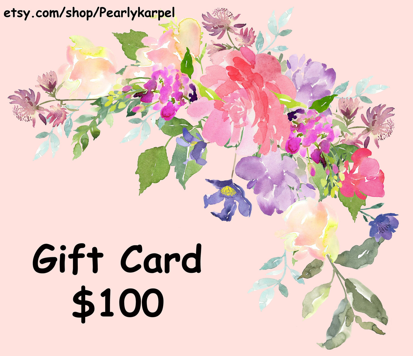 Electronic gift certificate, 100 USD Gift E-Card for Pearly's Shop