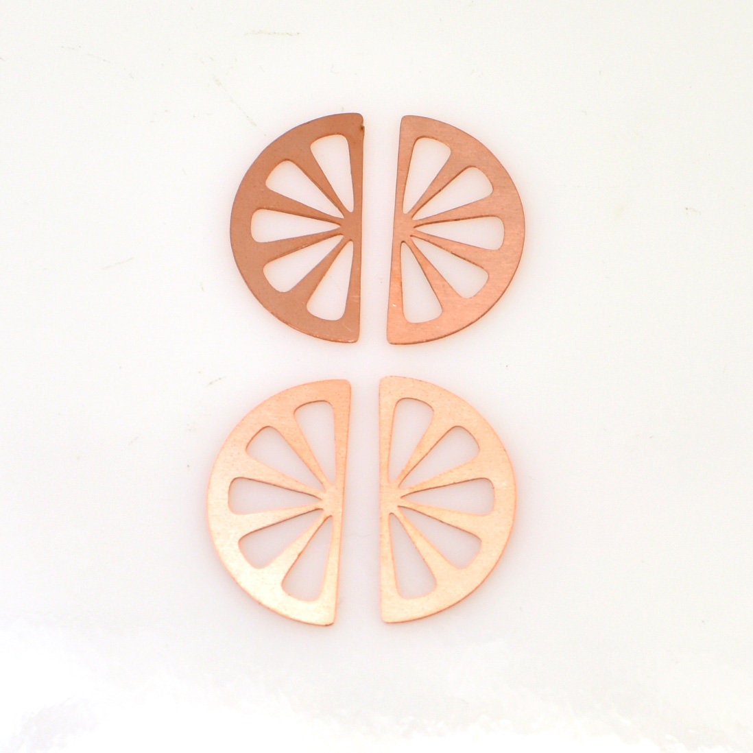 Copper Blanks - 553# Half Citrus Fruit Slice copper blank - 24 Gauge, raw Solid