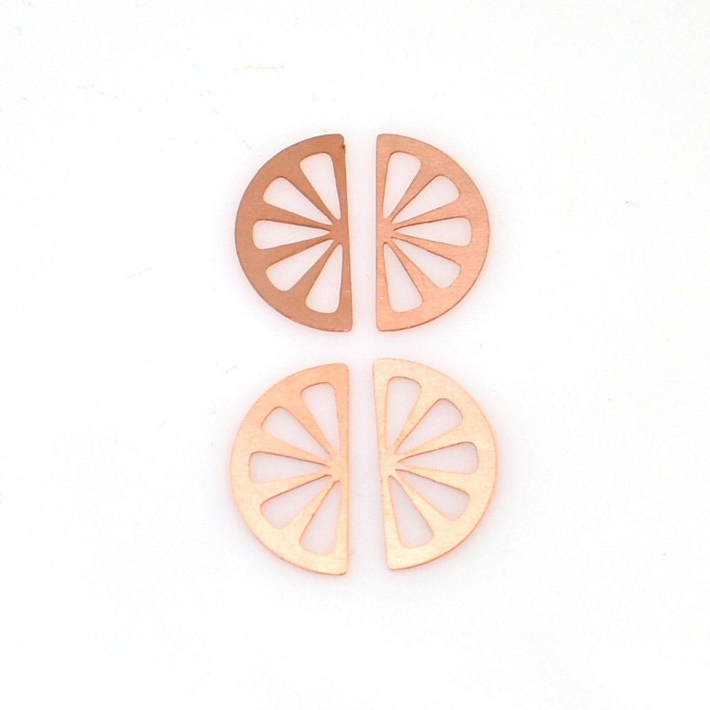 Copper Blanks - 553# Half Citrus Fruit Slice copper blank - 24 Gauge, raw Solid