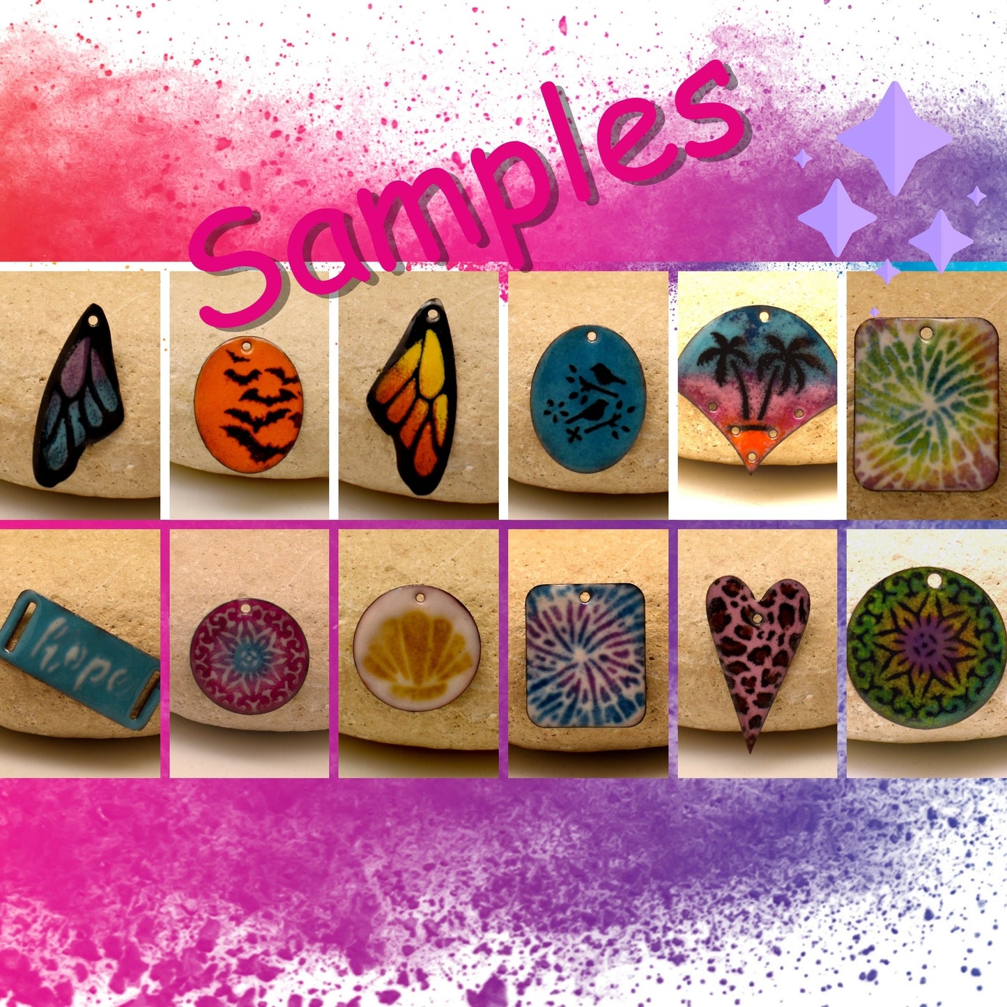 Enameling Supplies New - 3 kits available - 20 Different Designs Stencils With Folder - great for adding enamel powders