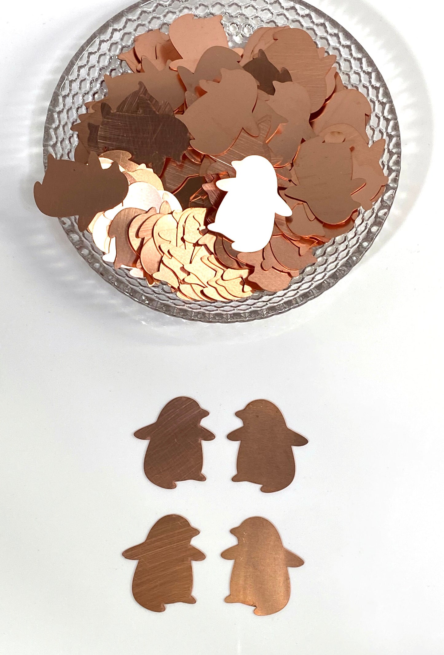 Copper Blanks - 677# Penguin copper blank , stamped solid copper, round stamping blank, personalized copper blank, raw copper