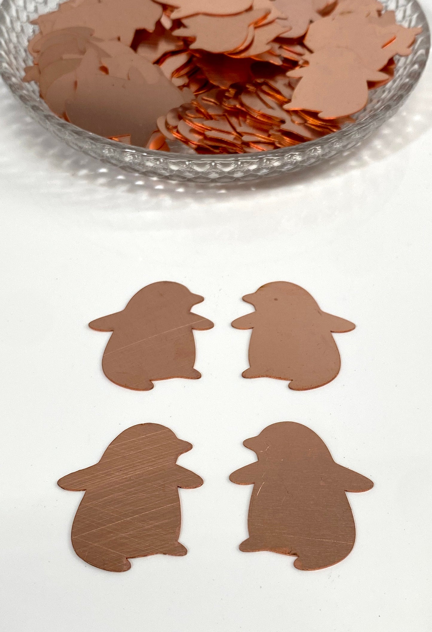 Copper Blanks - 677# Penguin copper blank , stamped solid copper, round stamping blank, personalized copper blank, raw copper
