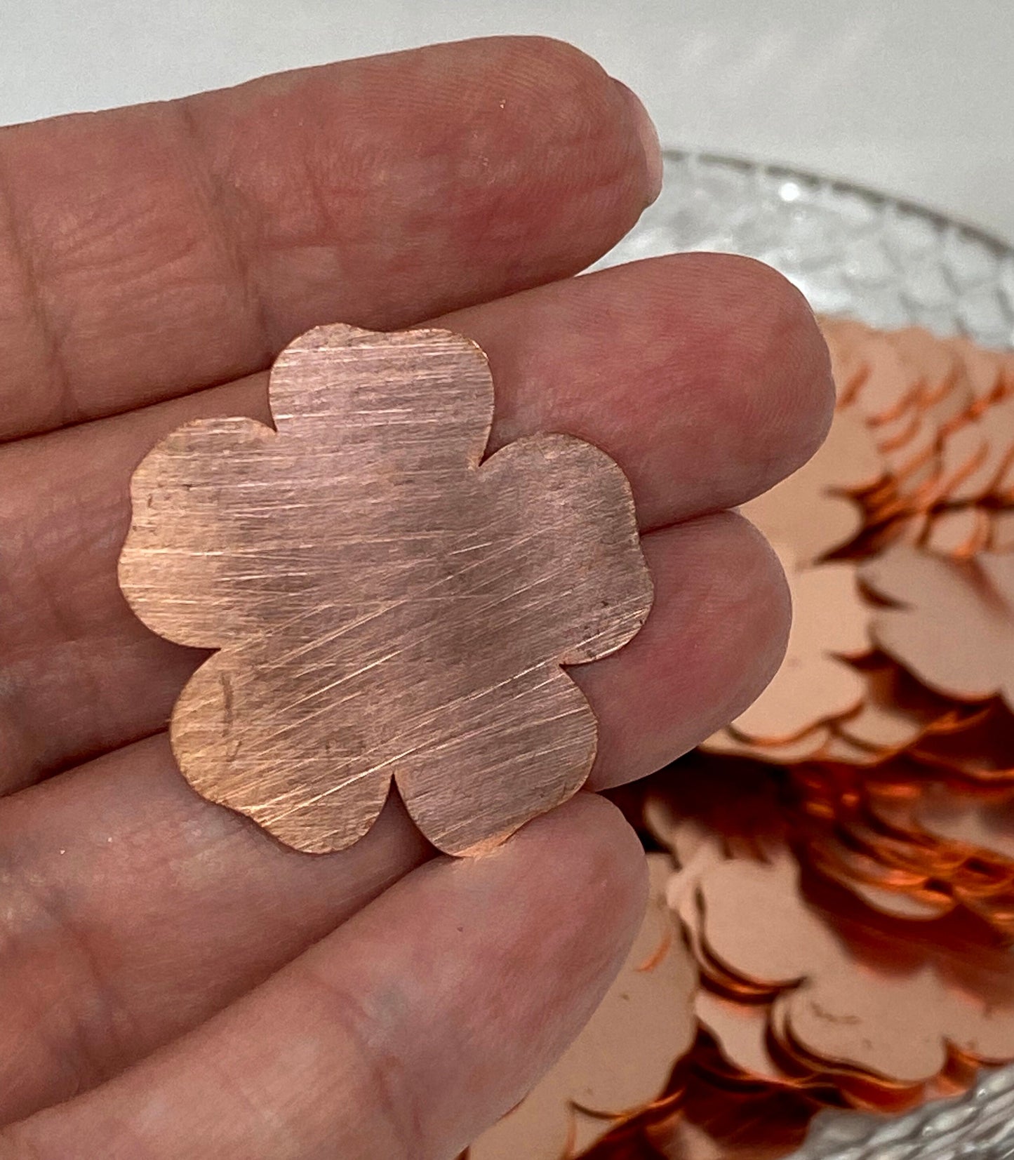 Copper Blanks - 686# Flower copper blank, stamped solid copper, round stamping blank, personalized copper blank, raw copper