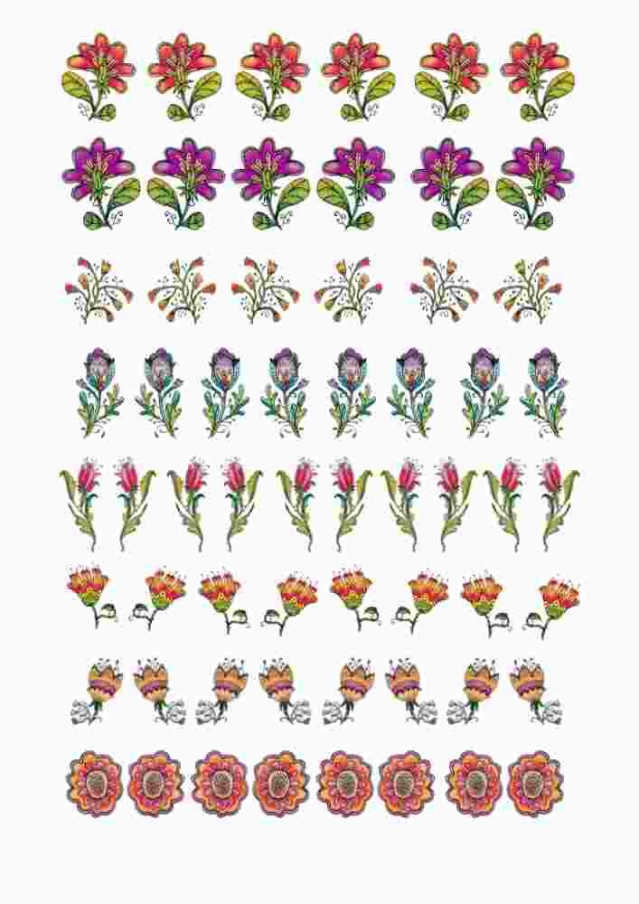 Ceramic Flowers Decals - Enamel & Fusible Decal for Glass Fusing - Waterslide Decal 1001