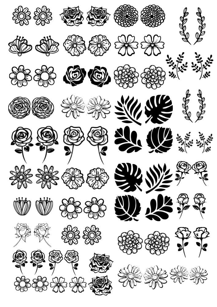 Decals, Flowers Ceramic decals - Enamel Decal - Fusible Decal - Glass Fusing Decal ~ Waterslide Decal 3016