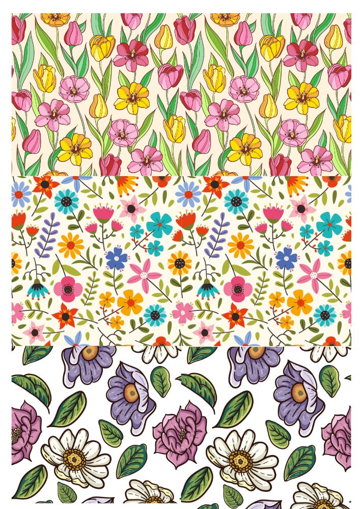 Decals, Flowers Pattern Ceramic decals - Enamel Decal - Fusible Decal - Glass Fusing Decal ~ Waterslide Decal - 3117