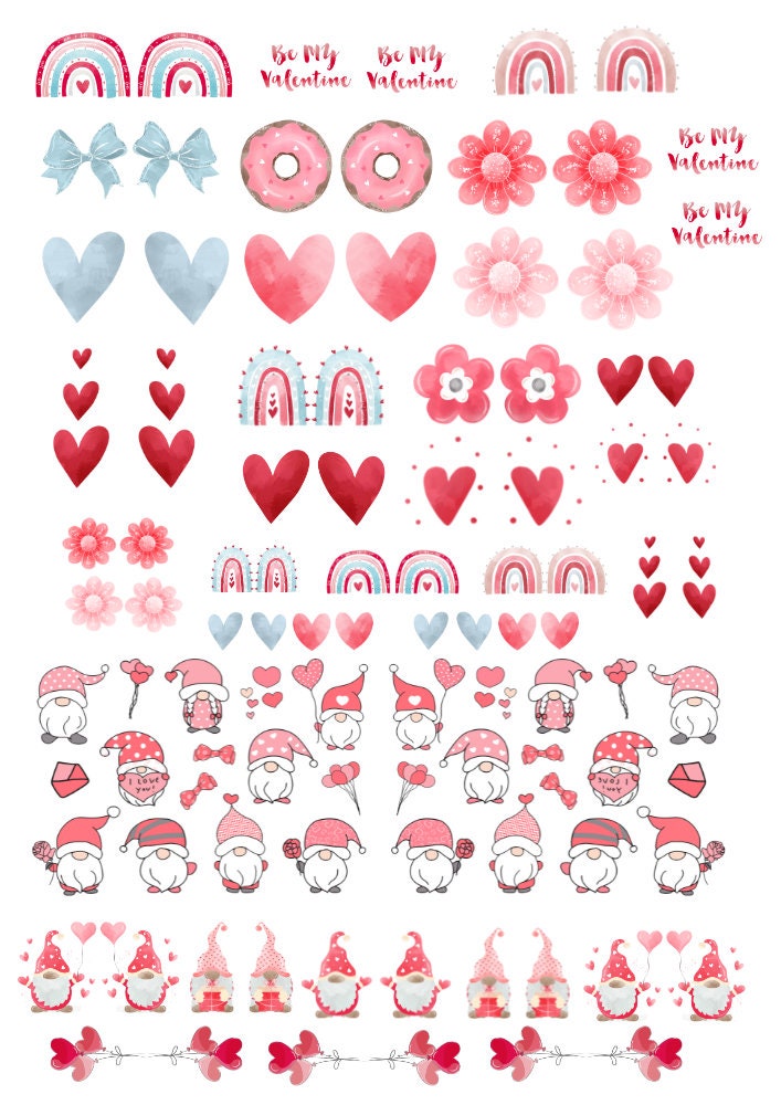 Decals, Valentine Gnome Easter Ceramic decals - Enamel Decal - Fusible Decal - Glass Fusing Decal ~ Waterslide Decal 21282128