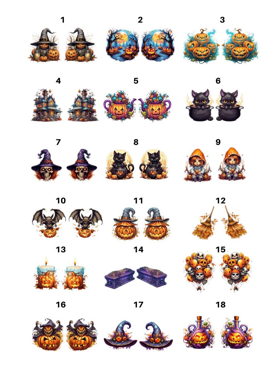 Halloween Decals - Ceramic decals - Enamel Decal - Fusible Decal - Glass Fusing Decal ~ Waterslide Decal 6104