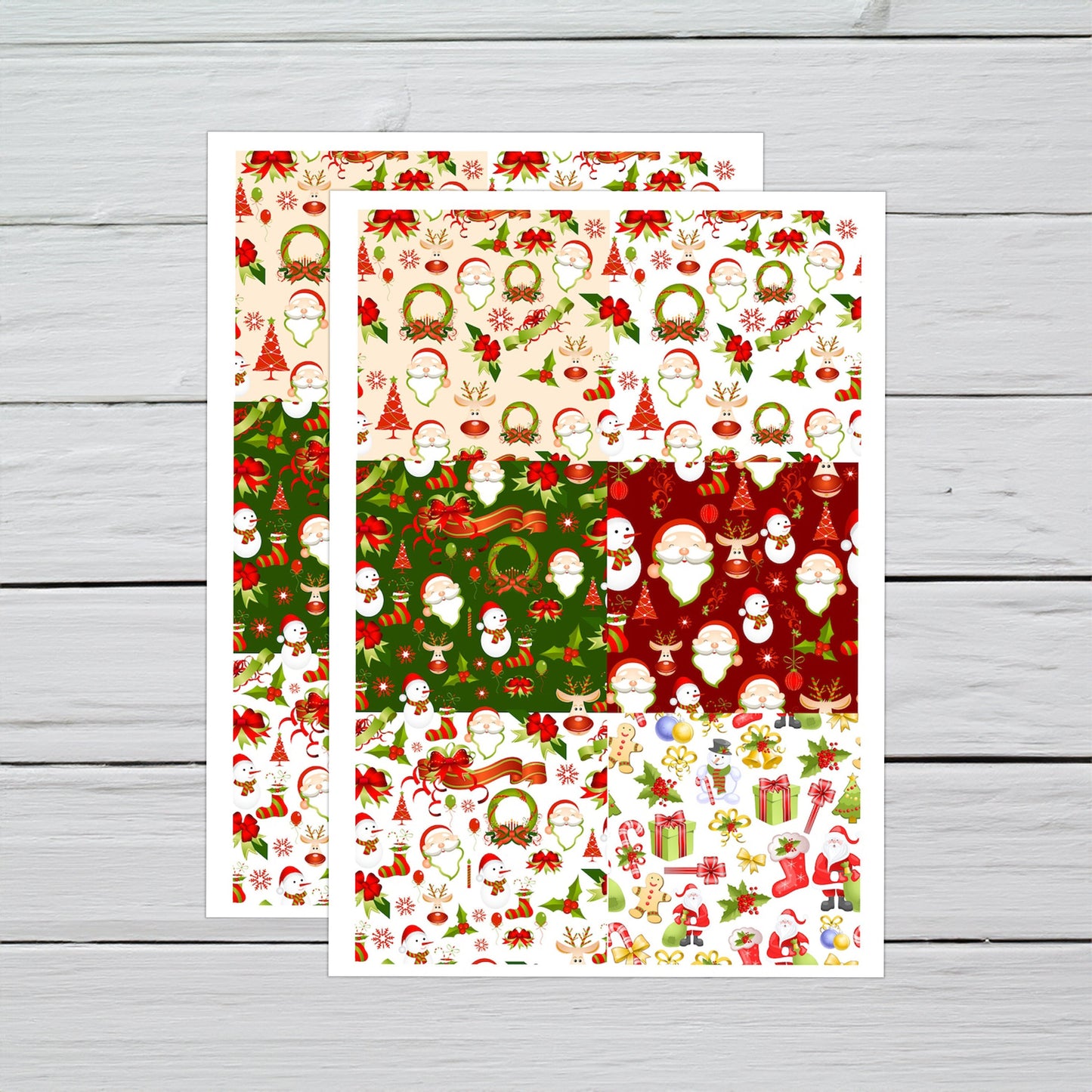 a pair of stickers of christmas themed items