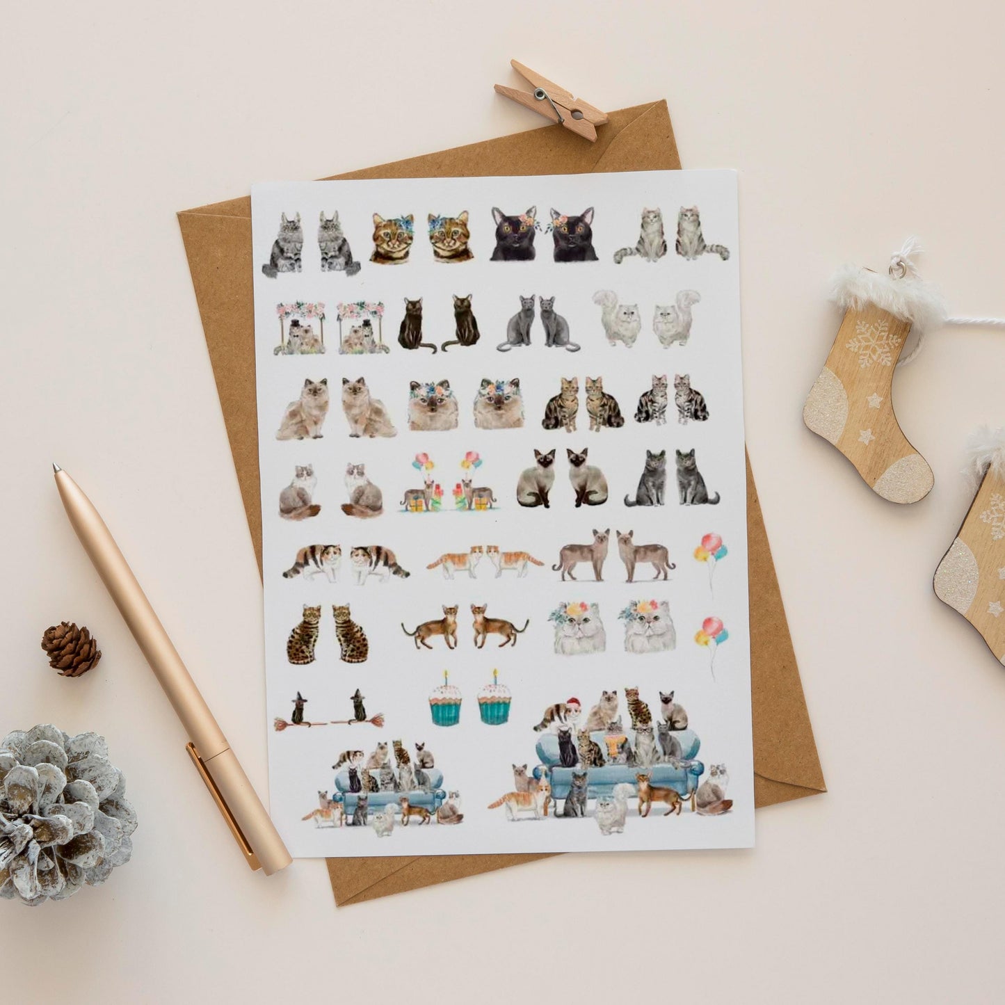 Cute Cats Ceramic, Enamel & Glass Fusing Decal, Waterslide Decal Sheet - 1012