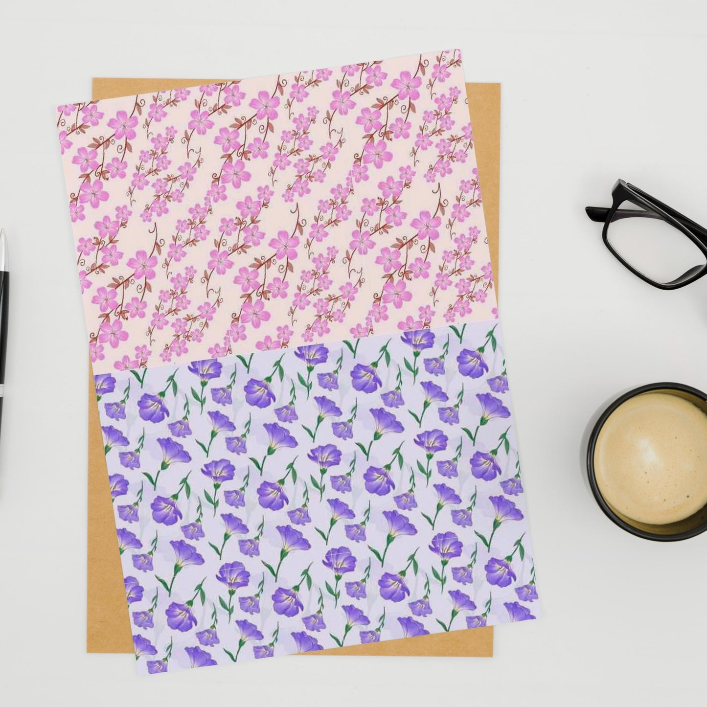 Pink and Purple Flowers, Enamel Decals for Ceramics, Glass Fusing, and Metal Works, Waterslide Decal, 1008