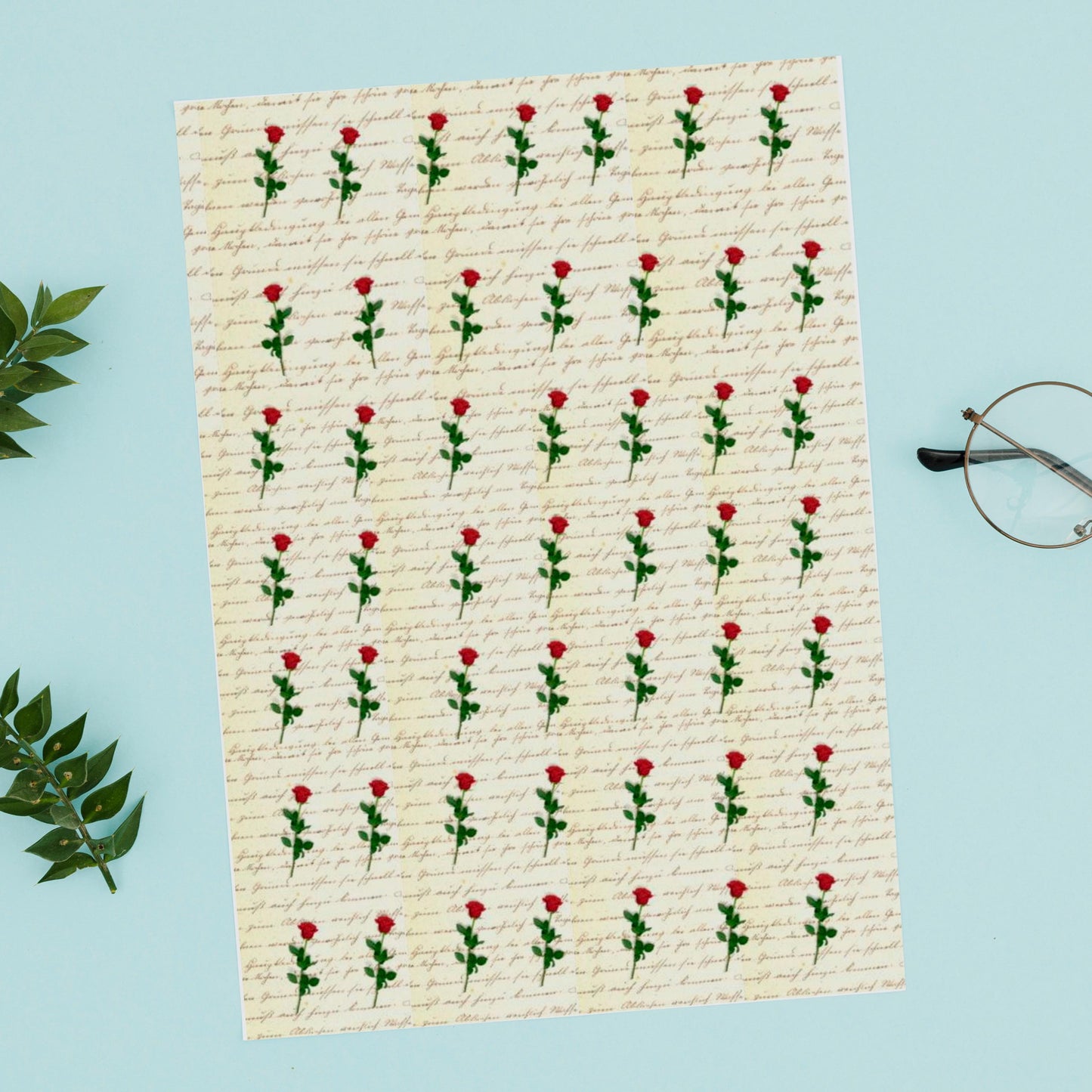 Rose and Love Letter Ceramic Enamel Glass Fusible Decals, Full Sheet Image Transfer Waterslide Decal, 1016