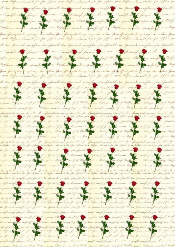Rose and Love Letter Ceramic Enamel Glass Fusible Decals, Full Sheet Image Transfer Waterslide Decal, 1016