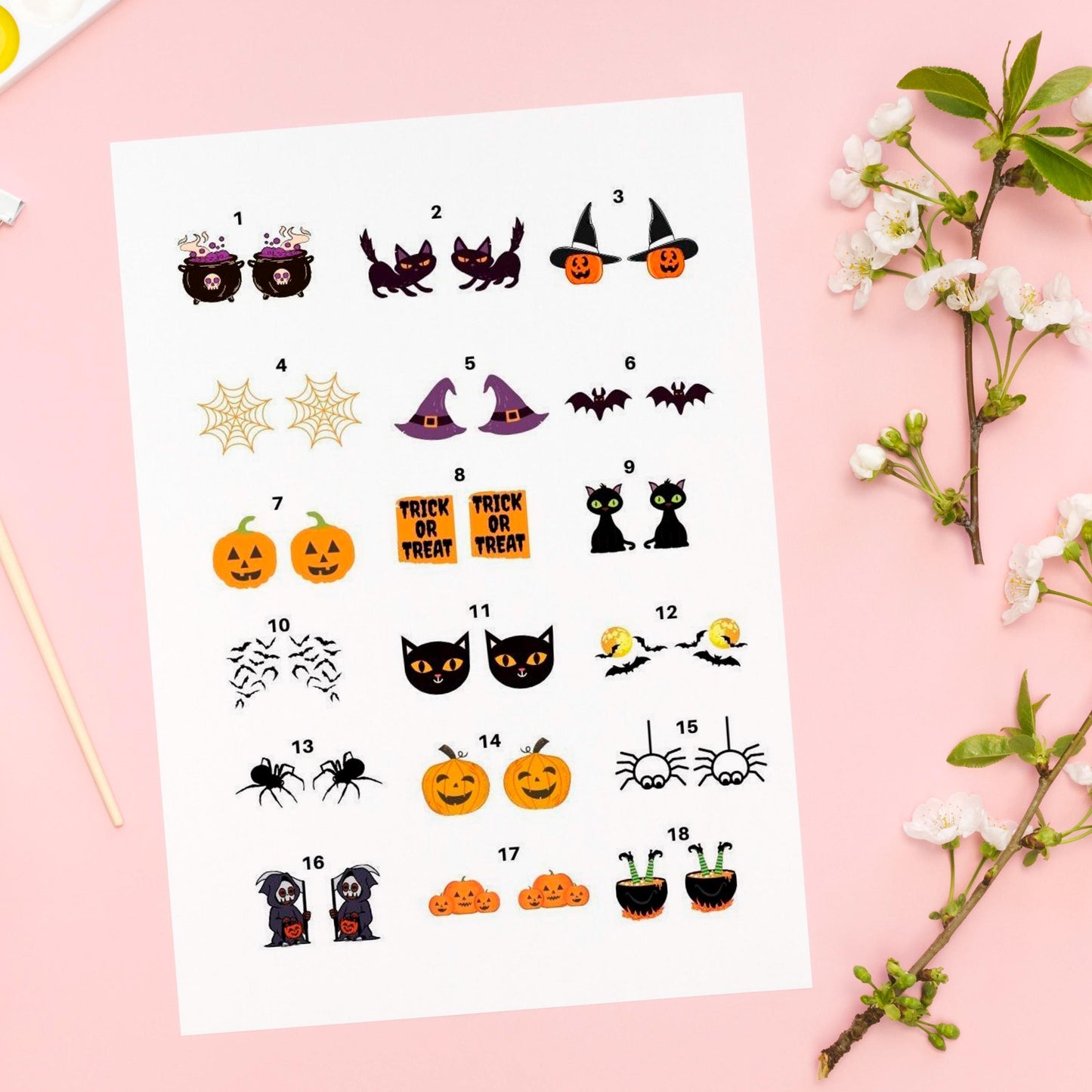 Ceramic Halloween Decals, Fusible Enamel Glass Fusing Decal, Waterslide Decal 6005