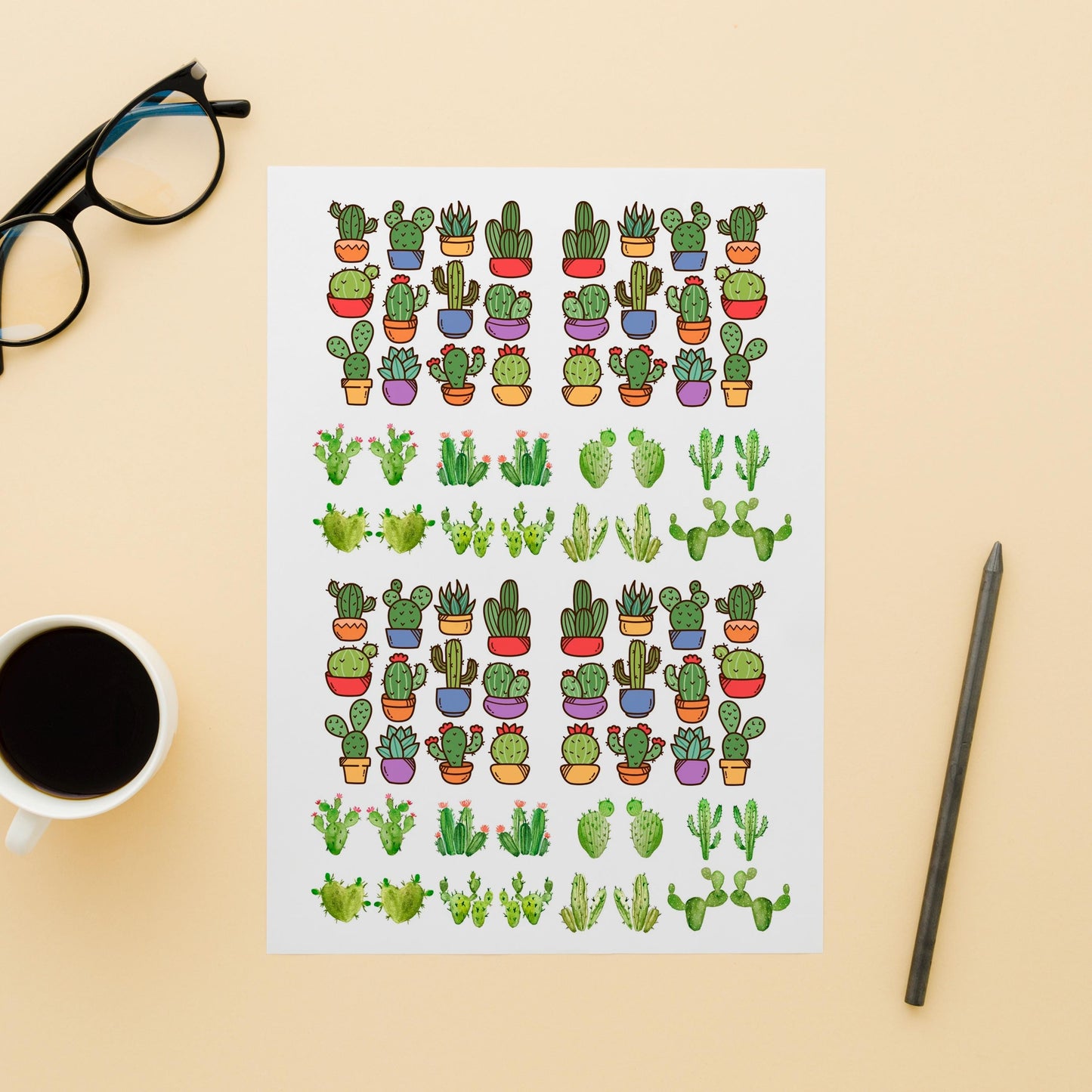 Decals, Cactus Ceramic decals - Enamel Decal - Fusible Decal - Glass Fusing Decal ~ Waterslide Decal 7005