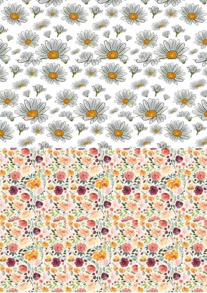 Daisy and Botanical Flowers, Decals for Glass, Ceramic, & Enamel, Waterslide Fusible Decals, 1009
