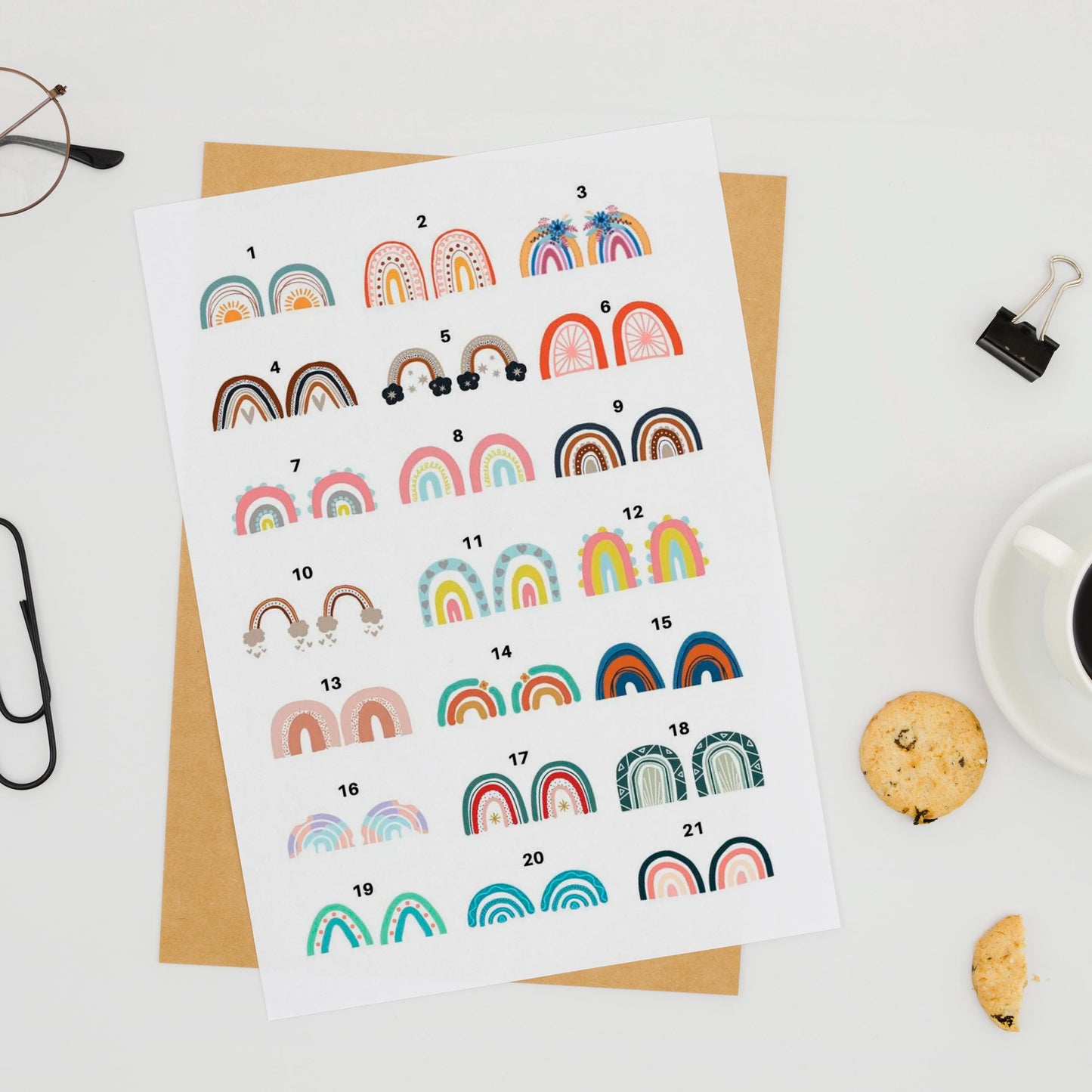 Boho Rainbow Waterslide Decals, Decals for Enamel, Ceramic or Glass, Image Transfers, Handmade Jewelry Enamel Supplies 2016