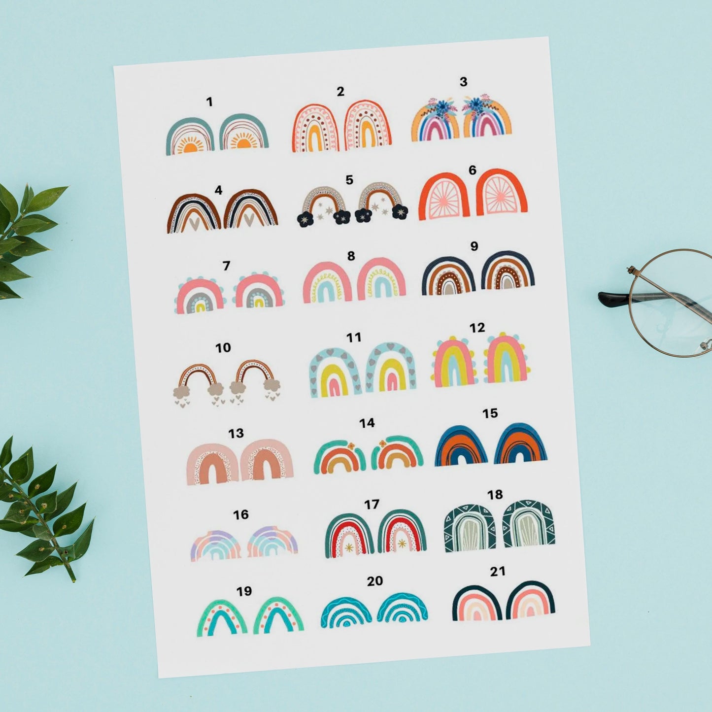 Boho Rainbow Waterslide Decals, Decals for Enamel, Ceramic or Glass, Image Transfers, Handmade Jewelry Enamel Supplies 2016
