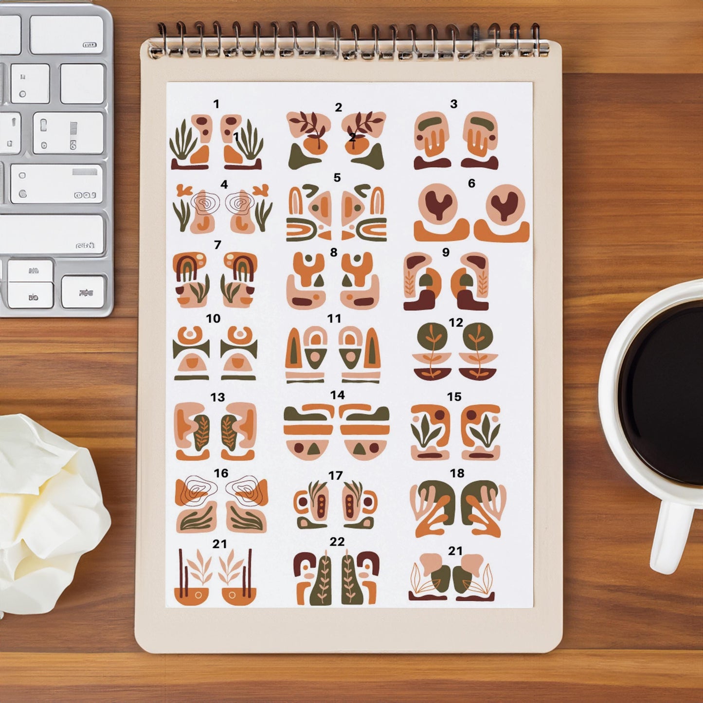 Boho Nature Geometric, Enamel, Fusible, Glass Fusing Decals, Waterslide Decal for Ceramic and Glass - 4013