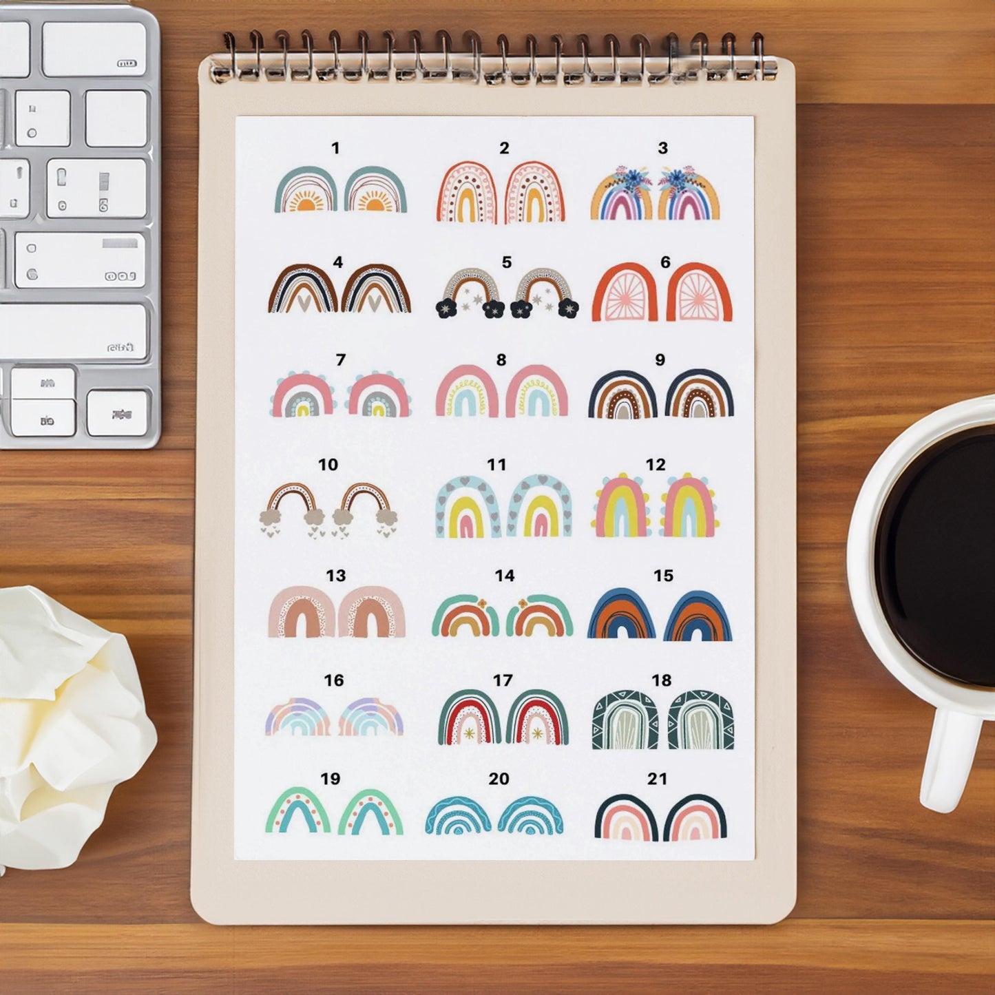 Boho Rainbow Waterslide Decals, Decals for Enamel, Ceramic or Glass, Image Transfers, Handmade Jewelry Enamel Supplies 2016