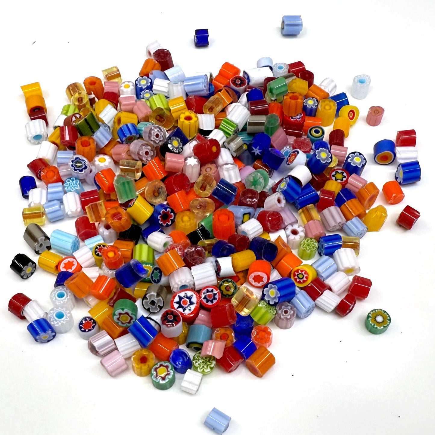 Glass Murrini – 1oz (28g) Mixed Slices | COE 104 | Lampwork, Enameling, Fusing, Jewelry Supplies - M601 - between 90-140 pcs 3-4mm